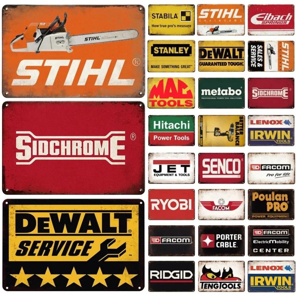 ป้ายโลหะสไตล์เรโทรยี่ห้อ Stihl ป้ายเครื่องมือแบบวินเทจ เหมาะสำหรับผนังในถ้ำผู้ชาย บาร์ที่บ้าน คาเฟ่ โรงรถ ห้องทำงาน สโมสร