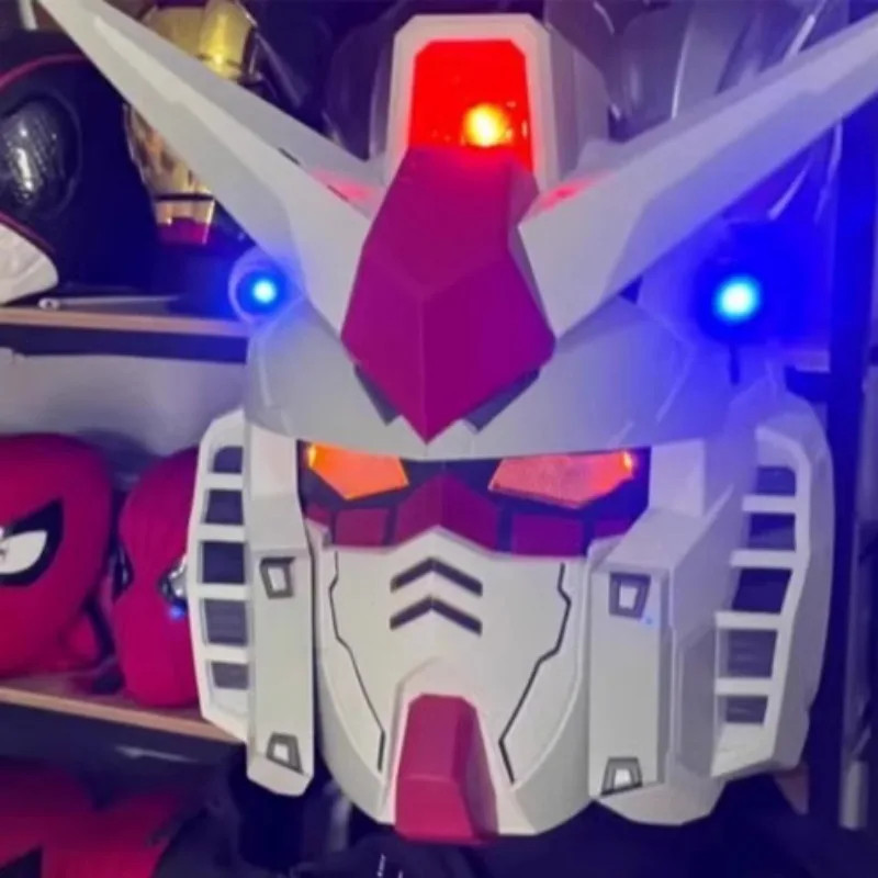 COS อะนิเมะสวมใส่หมวกกันน็อก RX-78 Full Face Mask Touch Light Up Sound Effect สติกเกอร์น้ํา USB ฐานช