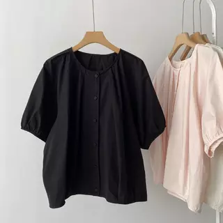 สต็อกในท้องถิ่น [เสื้อเบลาส์โอเวอร์ไซส์] (40-150 กก.) สไตล์ตุ๊กตาน่ารัก คอปกปีเตอร์แพน แขนสั้น ทรงหลวม พลัสไซส์ เสื้อยืด