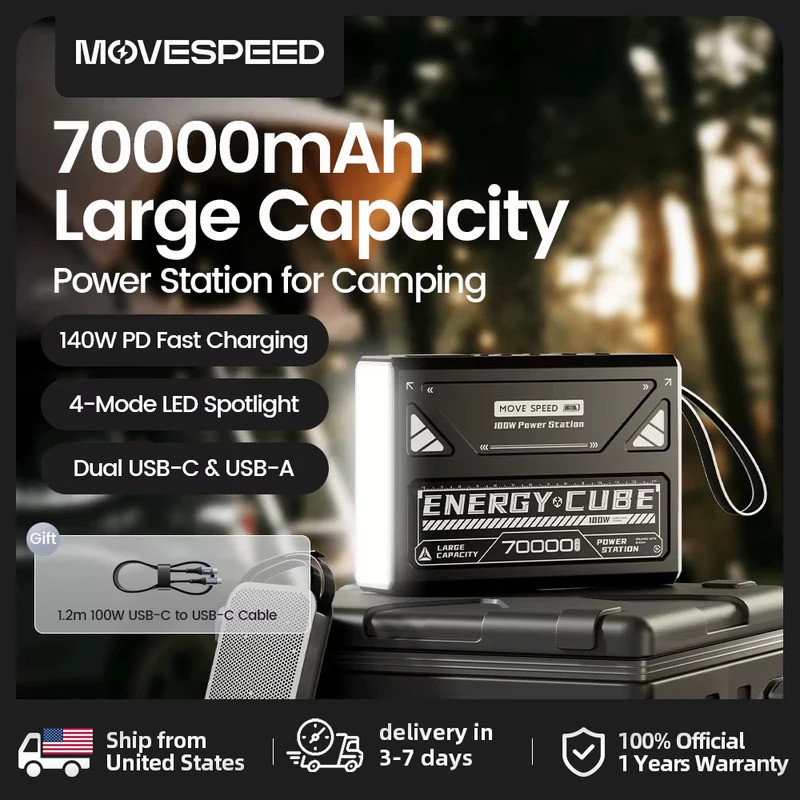 MOVESPEED LED Camping โคมไฟ 70000mAh แบตเตอรี่ความจุขนาดใหญ่พร้อมหลอดไฟ LED ไฟฉุกเฉินสําหรับไฟดับกลา