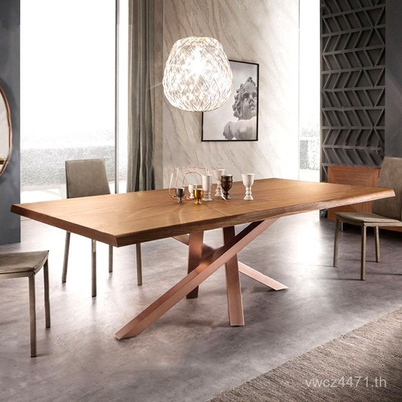 Nordic Long Table Log Modern Conference Table Creative Simple Desk w & Table ไม้เนื้อแข็ง Negotiatio