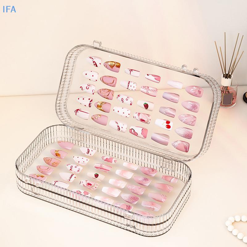 IFA Portable Three-Fold Press-On Transparent Nail Display Ra กล่องเก็บเล็บพลาสติก Press-On Nail Orga