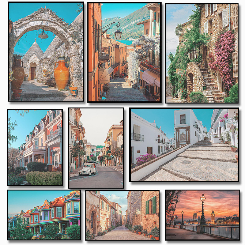 Bohemian Tourist City New York Ltaly Puglia Maryland การถ่ายภาพ Art โปสเตอร์ผ้าใบภาพวาด Wall Art ภาพ