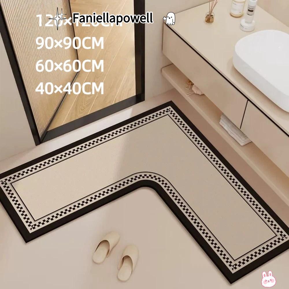 FANIELLAPOWELL พรมห้องครัว, Stain-Resistant Luxury L-Shaped Rug, Oil-Resistant Water Absorbing Kitch