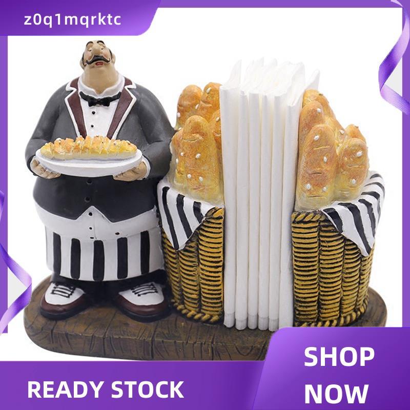 z0q1mqrktc Chef Figurine ที่ใส่ผ้าเช็ดปากน่ารักอิตาเลี่ยน Chef Kitchen Bar ตกแต่งกระดาษผ้าเช็ดตัว