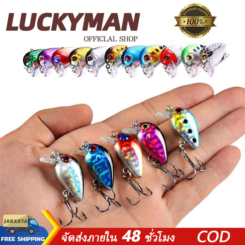 LUCKY MAN เหยื่อตกปลาแบบตะขอสามแฉกรูปปลาตัวเล็ก ทำจากพลาสติก เลียนแบบปลาตัวเล็กที่ว่ายอยู่ในน้ำ