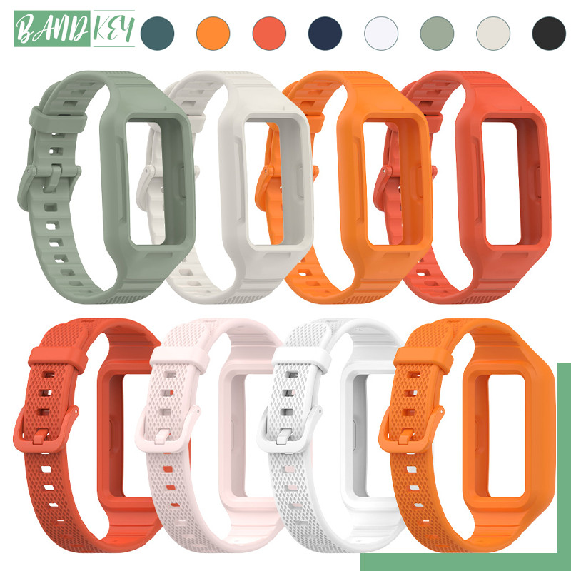 สายยางกล่อง for Samsung Galaxy Fit 3 สายซิลิโคนอ่อนหน้าจอปกป้อง for Huawei Band 10 / Huawei Band 9 / Huawei Band 8 7
