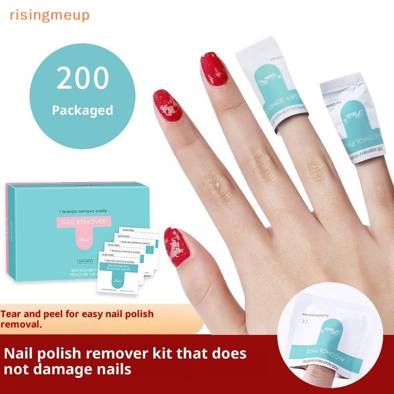 [risingmeup] Professional Gel Polish Remover Wipes ทําความสะอาดเล็บ Wipes Polish Remover แผ่นกระดาษท