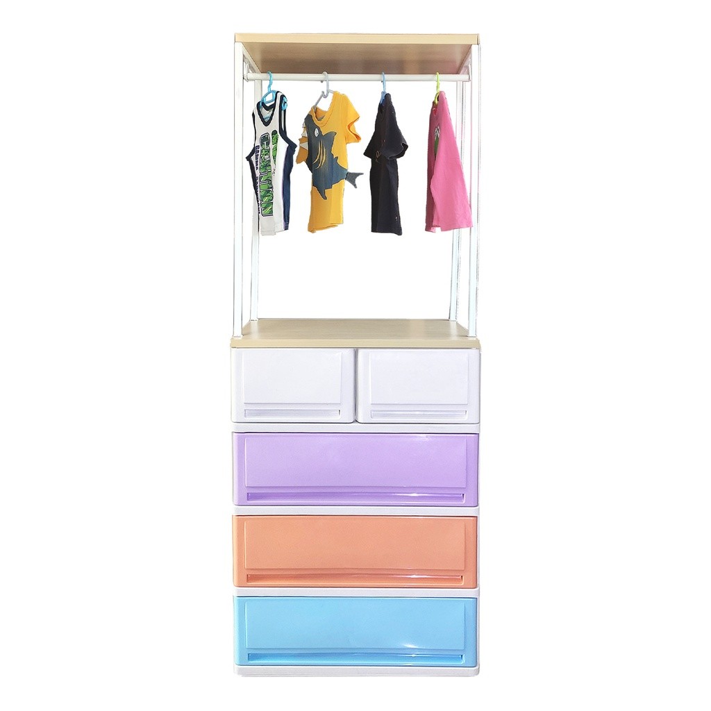 ออกใบกำกับภาษีได้ UP ตู้ลิ้นชักพลาสติก (ท็อปไม้ 2ชั้น) SUMO-KLOSET T2-W2 (4 ชั้น) มีเก็บปลายทาง แข็ง