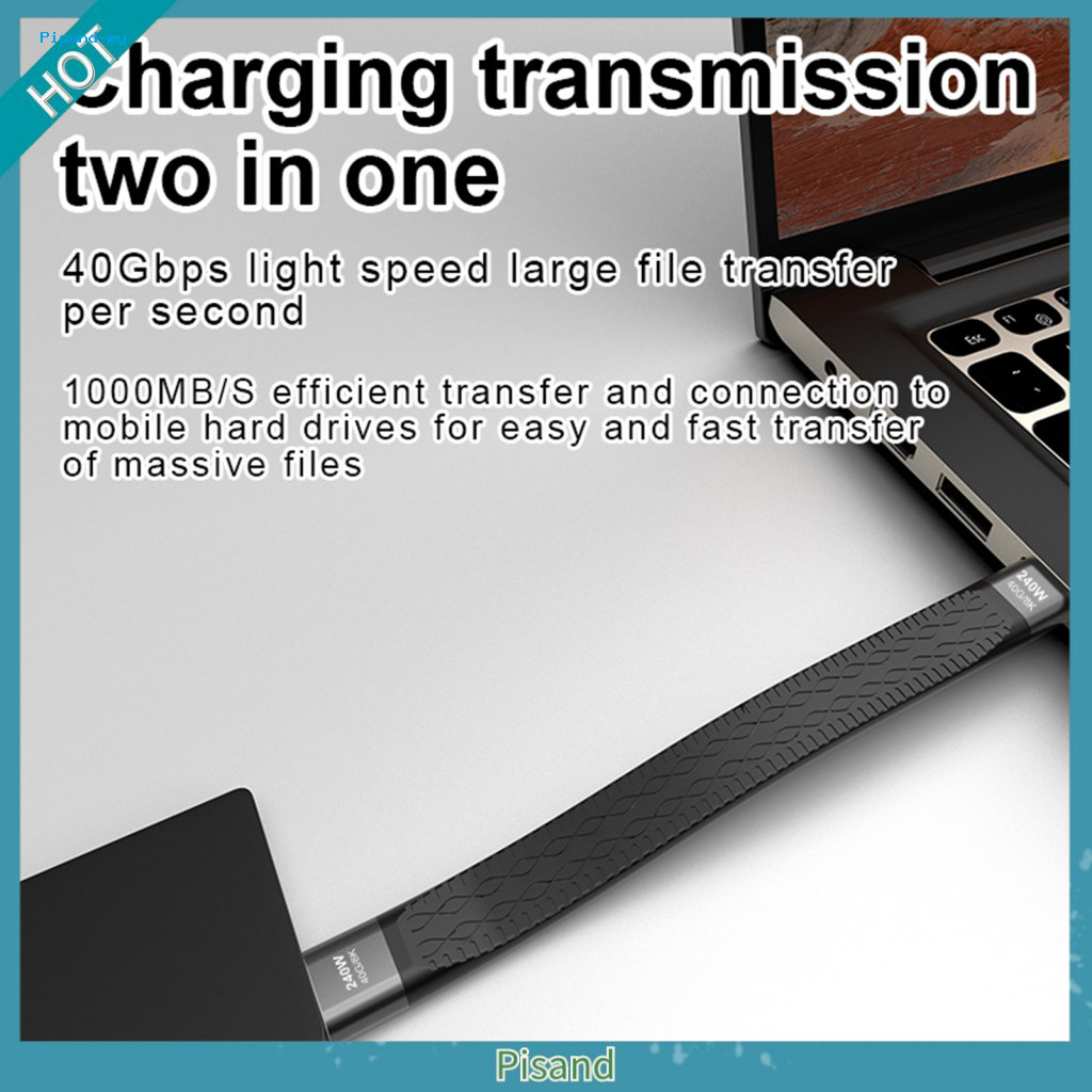 Pisand สายแปลงความละเอียดสูง Essential Type C สายเชื่อมต่อ Type C 240w Pd สายชาร์จเร็ว 8k 60hz วิดีโ