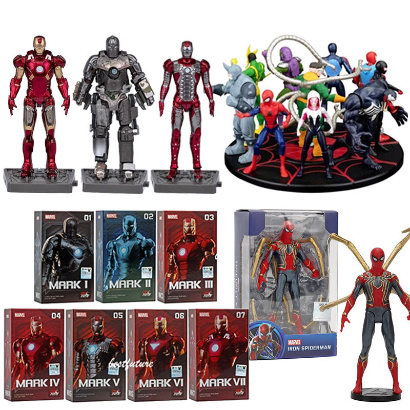 ZD ของเล่น Ironman Marvel Action Figure The Avengers Spider Man ของเล่นเครื่องประดับ