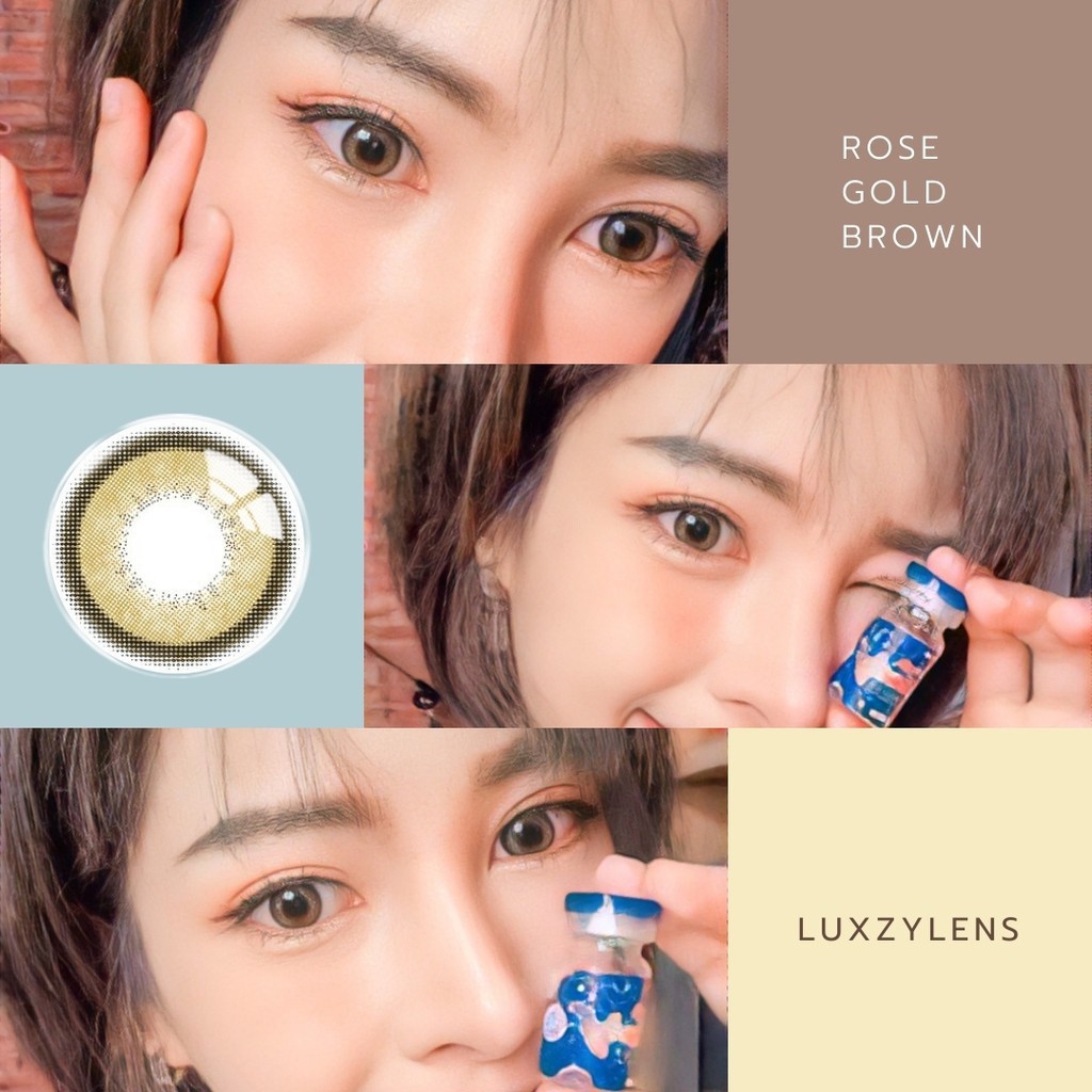 💖คอนแทคเลนส์ - รุ่น Rose gold (luxzylens)💖Size M💖สี : Brown