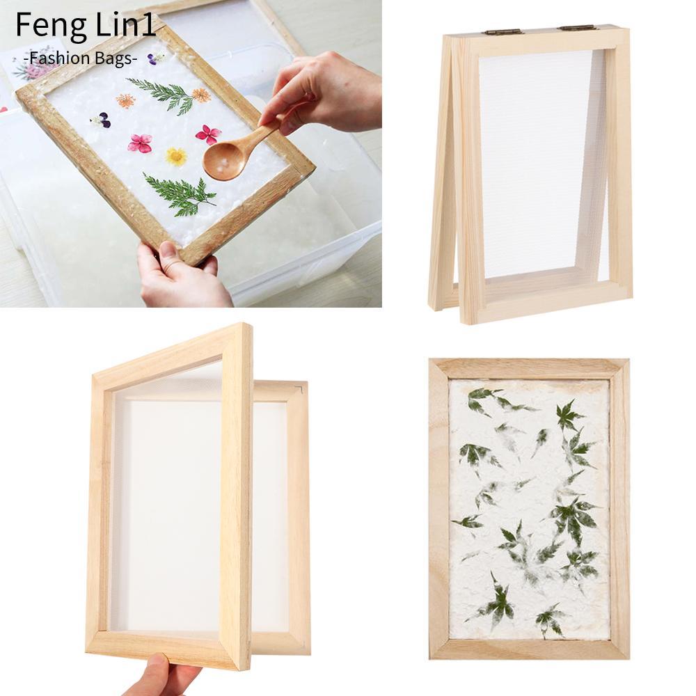 Fenglin แม่พิมพ์กระดาษ ตาข่ายไม้ธรรมชาติ หลายขนาด สําหรับทํางานฝีมือ DIY
