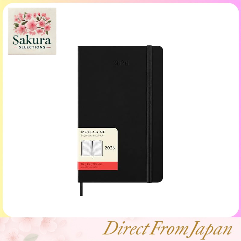 Moleskine Planner 2026 January Start 12-Month Daily Diary Large Size (13cm x 21cm) Hardcover Black D