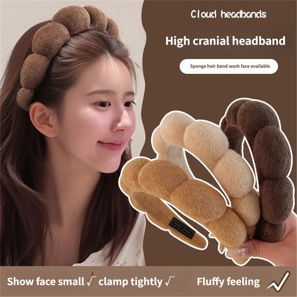 ที่คาดผมเมฆสีฟ้าฝรั่งเศสสําหรับผู้หญิงที่มีหัวกะโหลกสูงและที่คาดผมล้างหน้าขอบกว้างรูปแบบใหม่