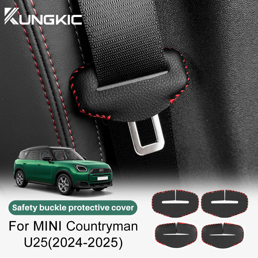 หนังนิ่มรถที่นั่งเข็มขัดหัวเข็มขัดสําหรับ MINI Cooper Countryman U25 2024 2025 2026 Protector Anti-collision หนัง PU อุปกรณ์เสริม
