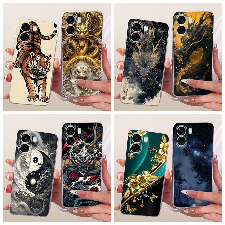 ปลอกสําหรับ OPPO A6x A6 2026 กรณี Cool Dragon การ์ตูนเสือรูปแบบซิลิโคนอ่อนนุ่มสําหรับ OPPO A6 A6t Pro 4G OPPOA6x 5G เปลือกโทรศัพท์