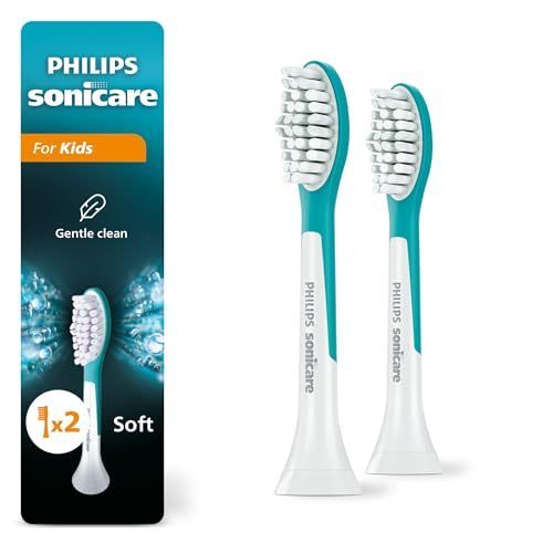 ฟิลิปส์ Sonicare สําหรับเด็ก 7+ หัวแปรงสีฟันทดแทนของแท้ 2 หัวแปรง Turquoise และ White มาตรฐาน HX6042