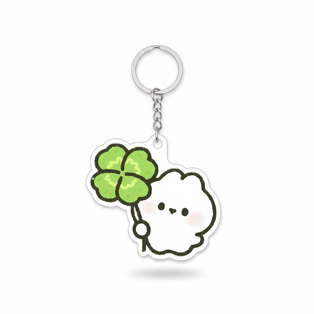 4-LEAF GRASS LUCKY RABBIT KEYCHAIN