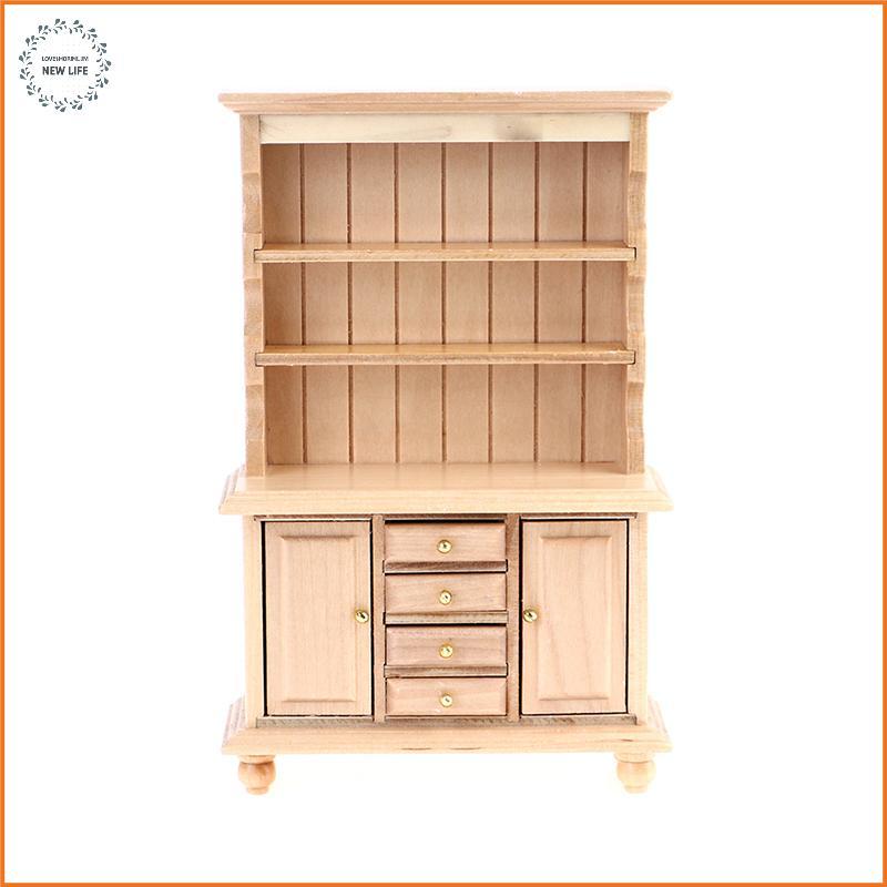 [LS] 1:12 Dollhouse Miniature Wood Display Cupboard Shelf Cabinet Decorative Painted [PH]