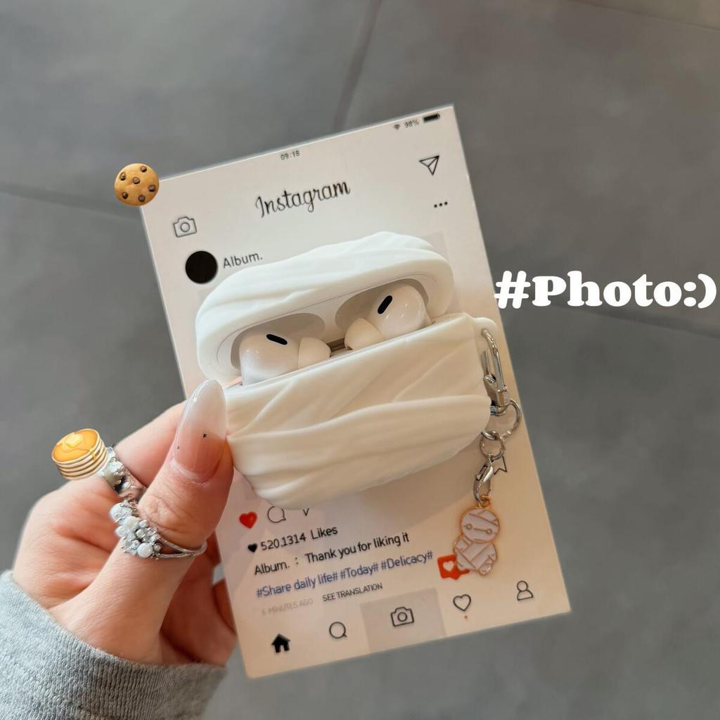 หรือ AirPods Pro3 4 3 2 1 Pro Pro2 เคสหูฟัง 3D Creative Mummy ซิลิโคนการ์ตูนหูฟังพร้อมจี้