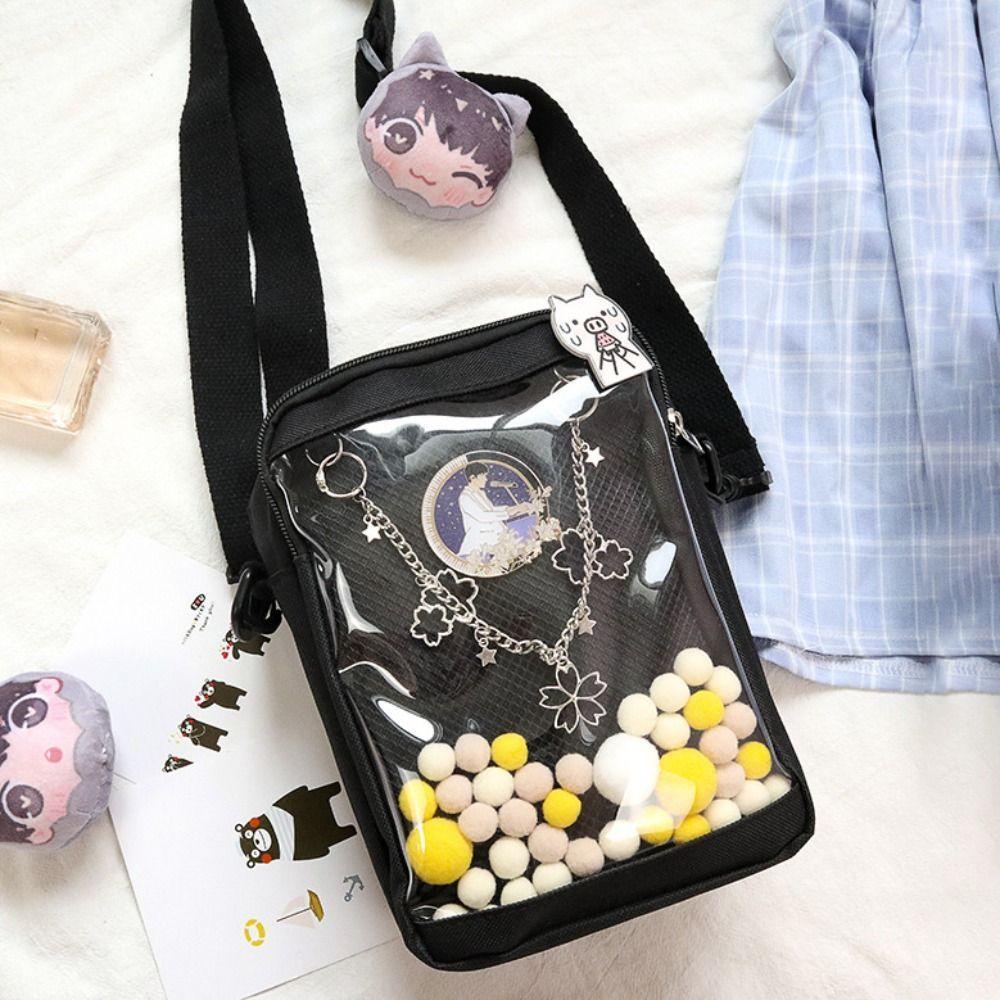 Emilee Mini Crossbody กระเป๋า,สีดําสีขาวโปร่งใสขนาดเล็ก Ita กระเป๋า,สไตล์ญี่ปุ่น PVC Simple กระเป๋าสะพายสตรี JK หญิง - รูปที่ 4