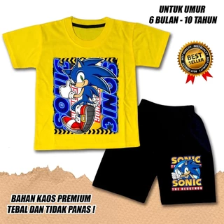 【จัดส่งไทย】ชุดเซ็ต 2ชิ้น BOB BOYS SHORT SLEEVE SUITS GIRLS เสื้อยืด SONIC 2 COTTON DTF CLN สีดํา