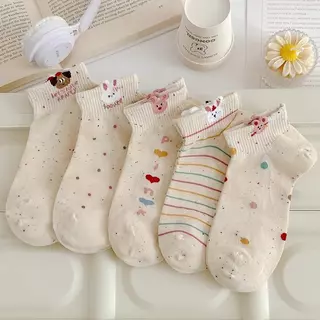 SY SHOP899 ถุงเท้าข้อสั้น (5ลาย/10คู่) ถุงเท้าแฟชั่น สไตล์เกาหลี ใส่สบาย