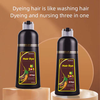 แชมพูปิดผมหงอก HUIHOO hair dye Shampoo 3in1 ย้อม บำรุง ปิดผมขาวA