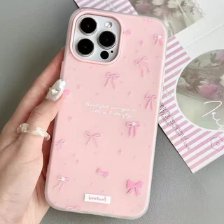 เคสไอโฟน 15 สำหรับ iPhone 17 13 11 16 15 14 12 Pro Max 7 8 Plus XR X XS หวานสีชมพูหวานสีชมพูลูกกวาดสีใหม่ 2 in 1 กำไลปก
