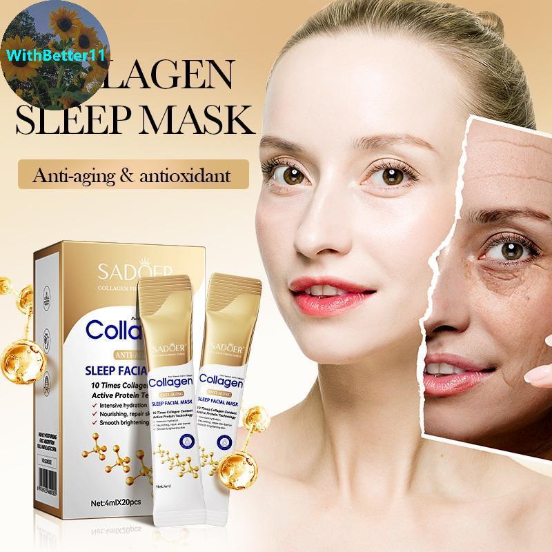 Better SADOER 20pcs 4ml คอลลาเจน Sleeping Facial Masks Face Skincare Moisturizing Brightening Firmin