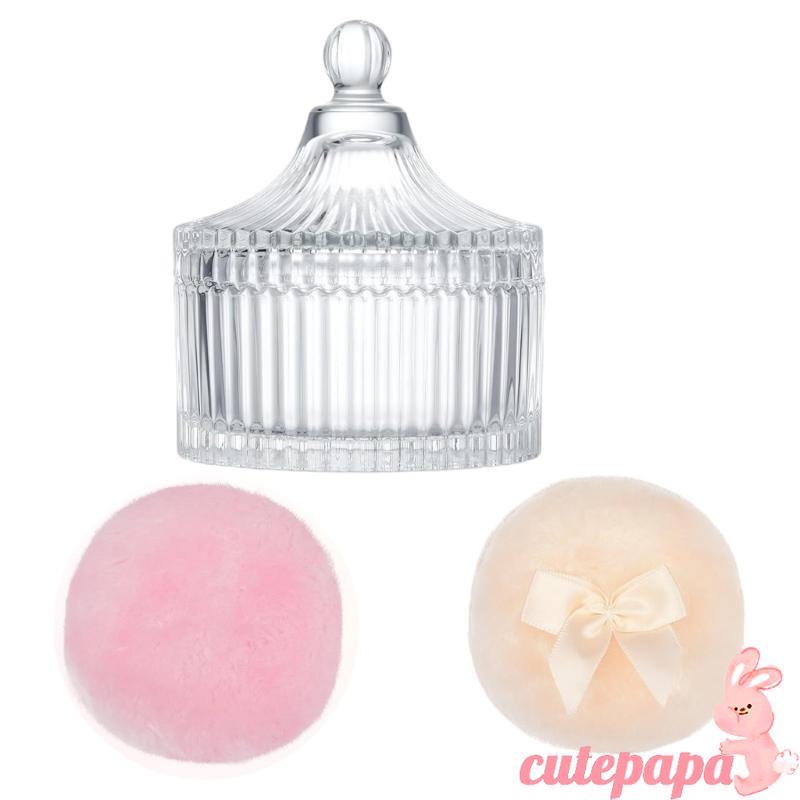 Cutep 3 ชิ้นปฏิบัติ Body Powders พัฟคอลเลกชัน Spacious Glass Organizer อุปกรณ์เสริมสําหรับแต่งหน้าเค
