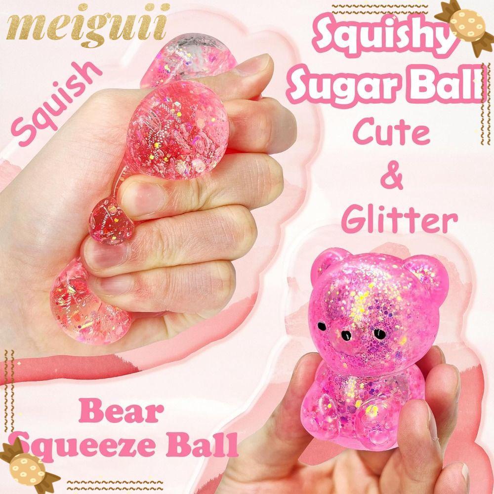 MEIGUII Sugar Stress Ball ของเล่นประสาทสัมผัส, นุ่มน่ารักหมี Squishy Fidget ของเล่น, Hot Gummy Bear 