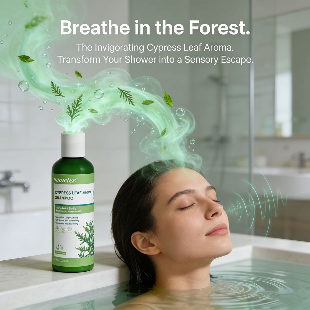 Cypress Leaf Shampoo 200ml Deep Cleansing Oil Control Volumizing พร้อม Biotin Keratin Moroccan Oil