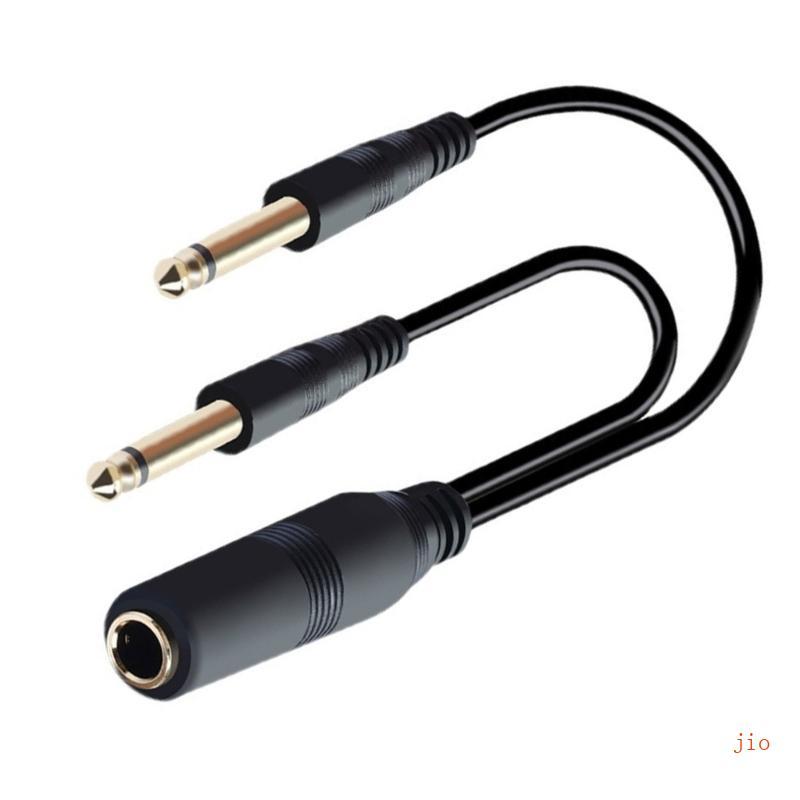 Jio 2x1 4 นิ้วถึง 6 35 มม.ชาย Y Splitters สาย 6 35 มม.ถึงคู่ 6 35 มม.TS Mono ไมโครโฟนเพลง Converters อะแดปเตอร์