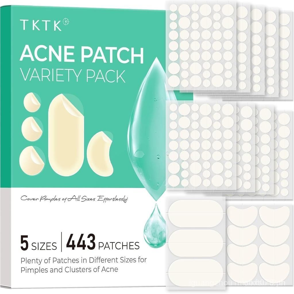 443 Count Pimple Patches for Face, Hydrocolloid Acne Patch Bulk, Acne Stickers for Covering Cheeks, 