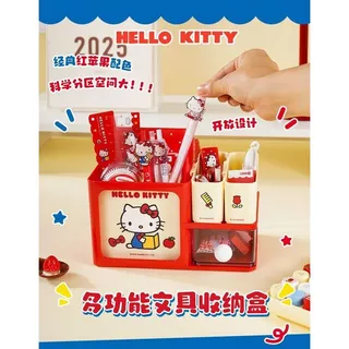 HelloKitty ที่ใส่ปากกา Hello Kitty นักเรียนน่ารัก ลิ้นชักมัลติฟังก์ชั่น กล่องเก็บของสํานักงานตั้งโต๊ะ