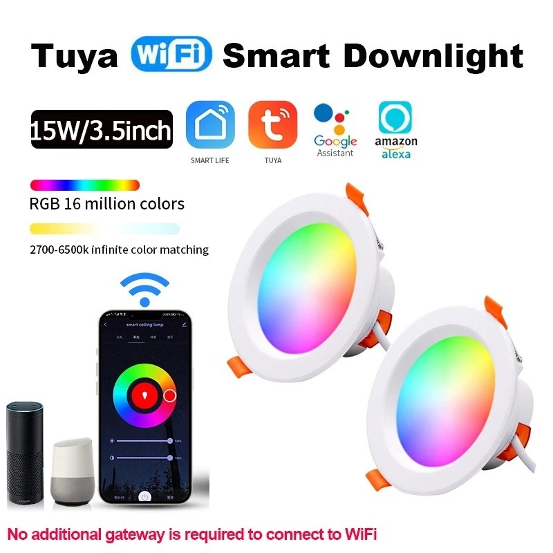 Smart wifi LED Downlight ดาวน์ไลท์อัจฉริยะ 16ล้านเฉดสี 2.5นิ้ว 5วัตต์/3.5นิ้ว 9วัตต์/4นิ้ว 12วัตต์