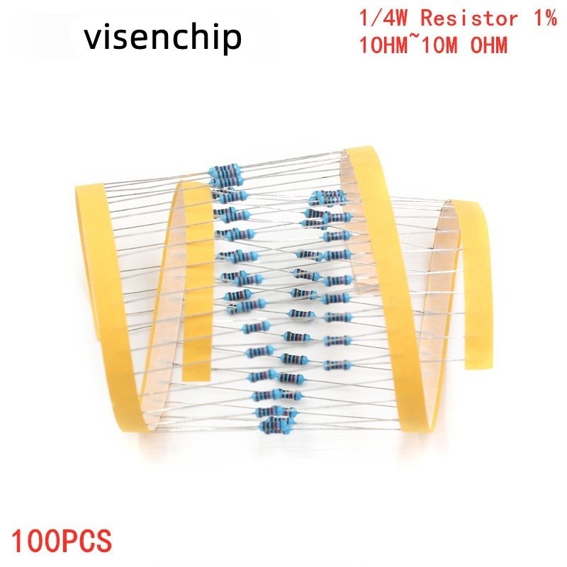 100pcs 1/4W 1R ~ 22M 1% โลหะตัวต้านทานฟิล์ม 1K-18K 1K 1.2K 1.5K 1.8K 2K 2.2K 2.4K 2.7K 3K 3.3K 3.9K 