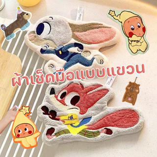 COD ผ้าเช็ดมือแบบแขวนลายการ์ตูน ดูดซับน้ำไว ไม่เป็นขุย นุ่มสบาย สำหรับห้องครัว/ห้องน้ำ