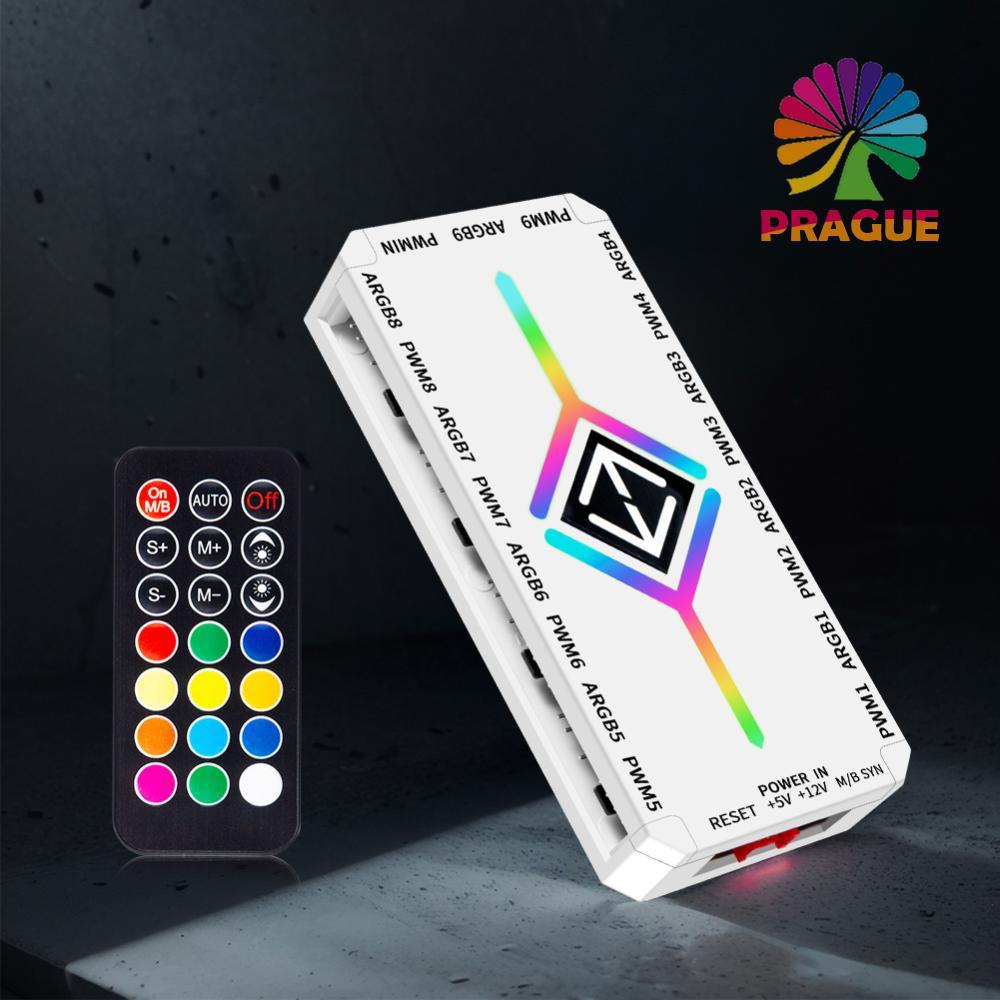 ⚡24ชม.⚡ 1 ถึง 9 3 ใน 1 PWM ARGB Fan Hub PWM & ARGB Hub Splitter สําหรับคอมพิวเตอร์พีซีกรณีพัดลม