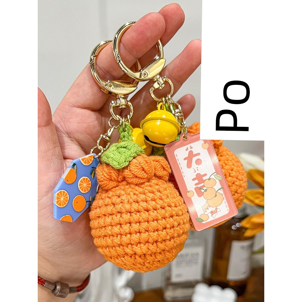 ของน่ารัก พวงกุญแจ tanuki พวงกุญแจทำจากขนสัตว์ส้มน่าเกลียดทำด้วยมือ