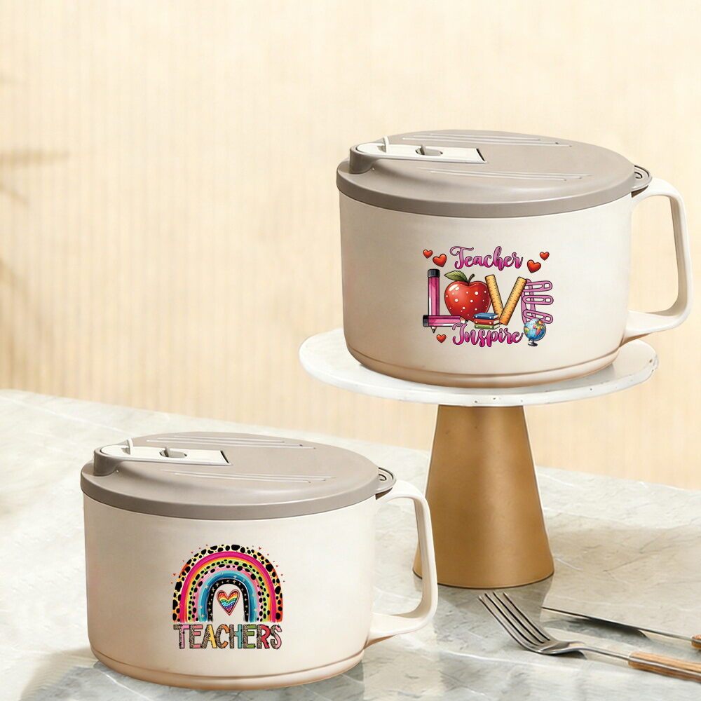 Practical Gifts For Teachers Drainable Soup Bowl With Lid Ramen Bowl With Strainer Lid & Handle For 
