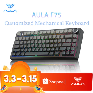 AULA F75 Mechanical Keyboard คีย์บอร์ดเล่นเกม แบบใช้สาย 75% 80 คีย์ RGBแป้นพิมพ์เครื่องกล บลูทูธ 2.4G