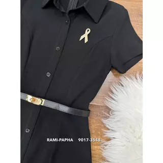 พร้อมส่ง เติม S-2XL / RM 9017 .5ขยับไซ้ เดรสคอปก **สีดำรุ่นผ้าบาง เนื้อผ้านุ่มสวมใส่สบาย Luxury Style งานสีดำ สีสุภาพ