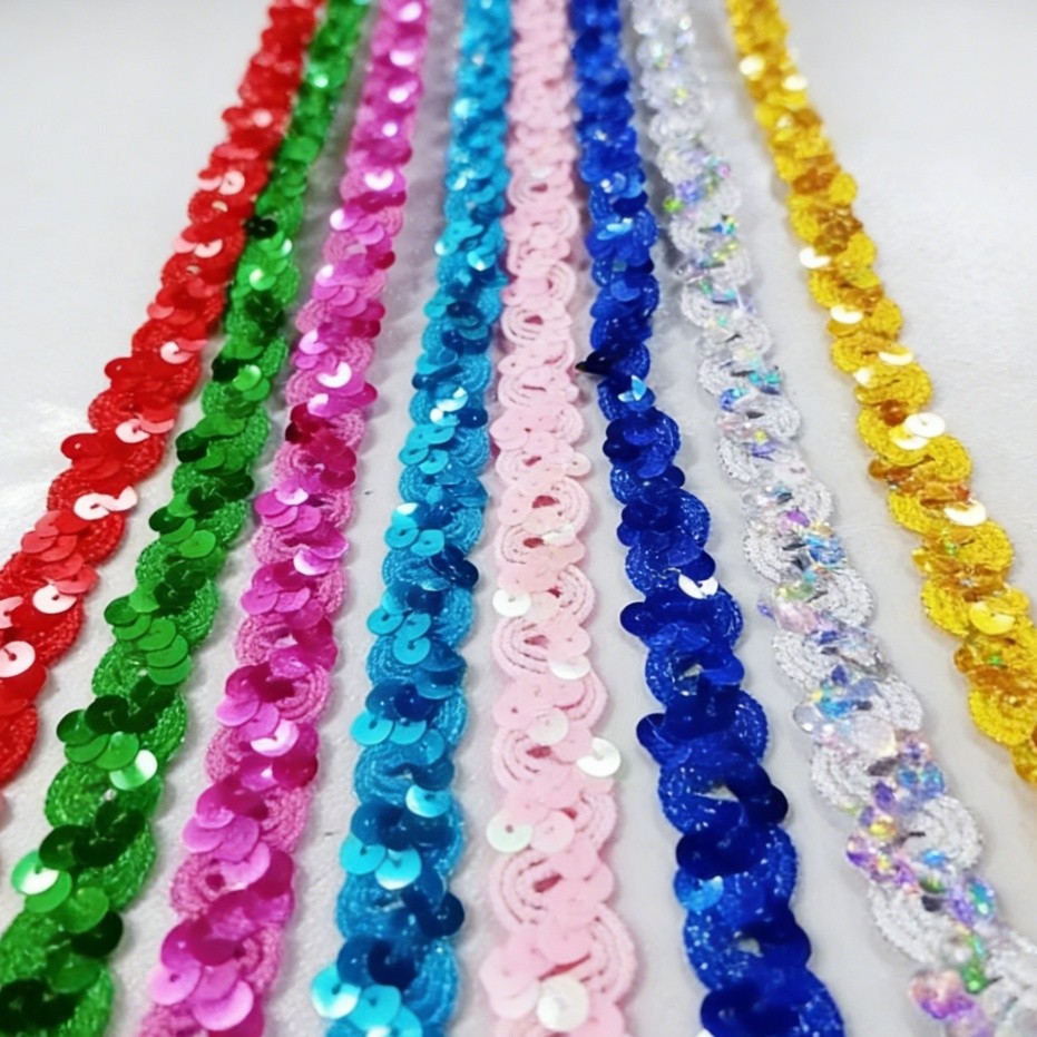 2Yards 15 มม.Sparkle เลื่อมลูกไม้ริบบิ้นสําหรับเครื่องแต่งกายทํา
