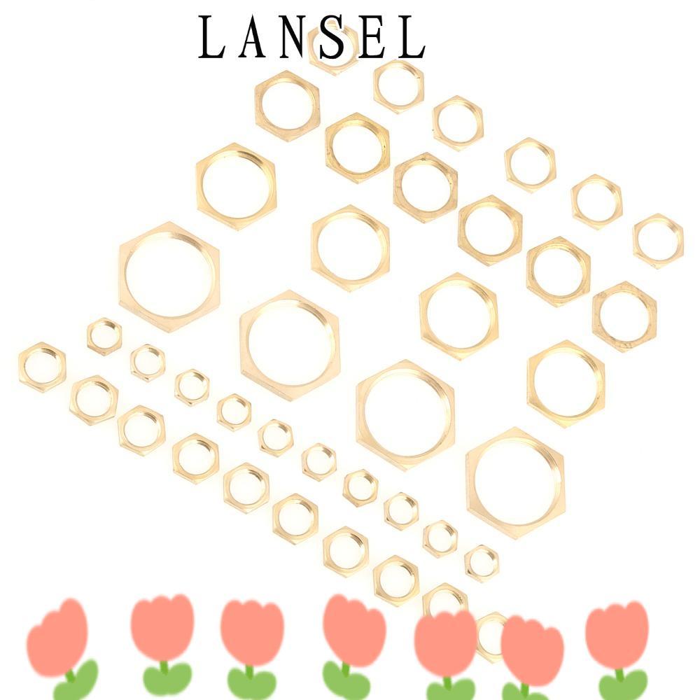 LANSEL1 40 PCS Lock Nut Assortment, Thin Hex Hex Lock Nuts, Golden G1/8 G1/4 G3/8 G1/2 G3/4 G1 Lock 
