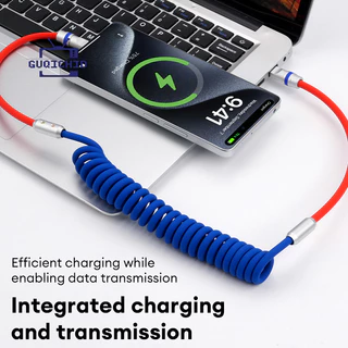 สายชาร์จ LOOP 240W Type C Fast Charging สายเคเบิลข้อมูลซิลิโคนเหลวแบบสปริง รองรับ Carplay 240W พร้อมระบบชาร์จเร็ว
