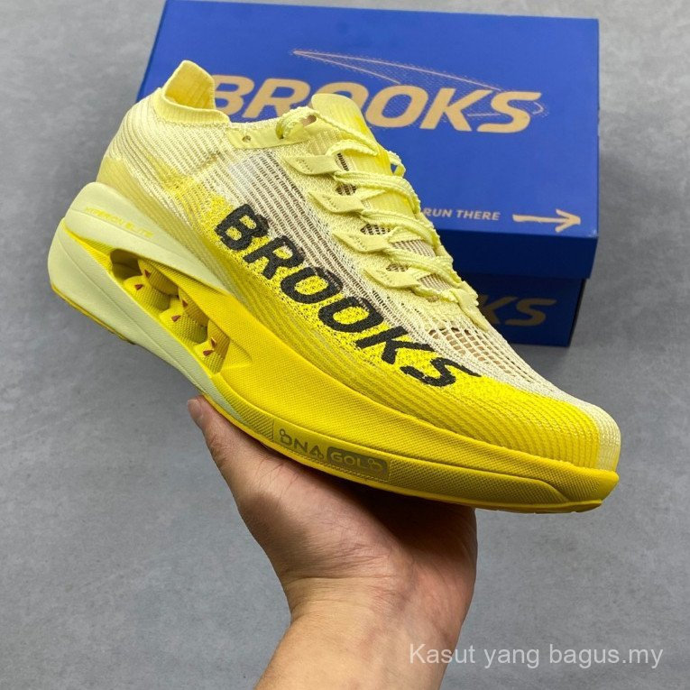FC7P Brooks Hyperion Elite 5 Anti-Slip Wear-Resistant Low-Top Cross-Country Racing รองเท้าวิ่งสีเหลื
