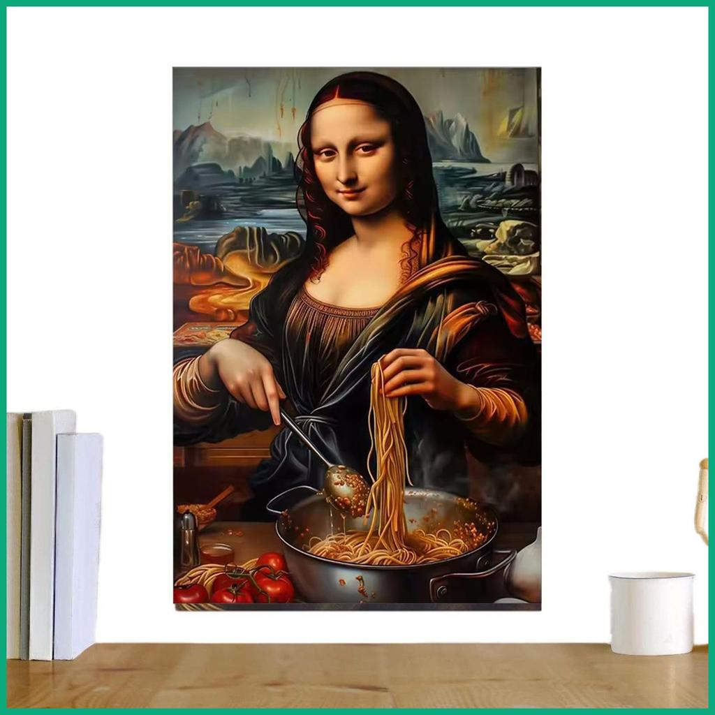 ตลกผ้าใบ Wall Art Frameless Mona Lisa ผ้าใบโปสเตอร์ Mona Lisa โปสเตอร์ห้องรับประทานอาหาร Wall Art สํ